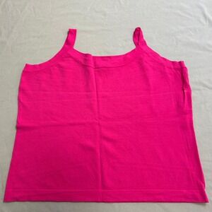 Talbots Knit Tank Top Womens 1X Pink Square Neck Sleeveless Vibrant Y2K Capsule